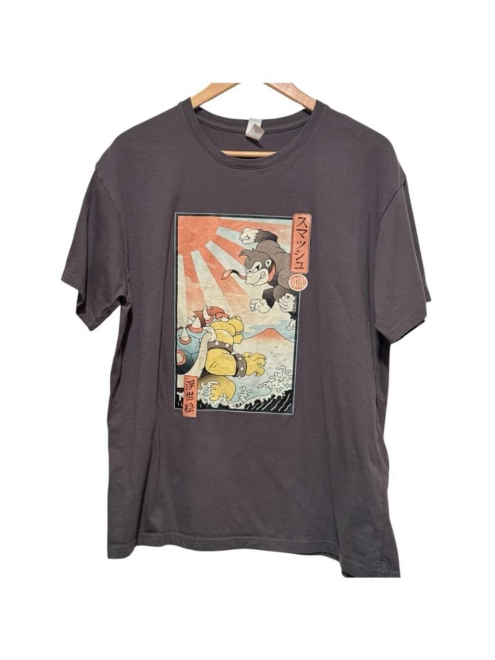 Kaiju Smash Sz 2X Unisex Japanese Anime Graphic Short Sleeve Gray T-shirt